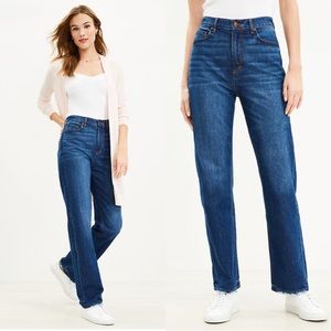 Loft The 90’s Straight Curvy High Rise Dark wash Jean Size 33” NWT